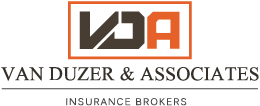 Van Duzer & Associates logo. Modern design of letters VDA